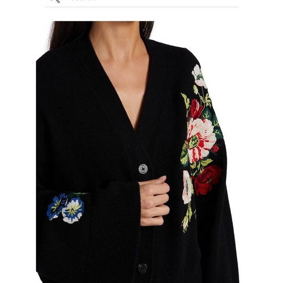 STAUD Rook Floral Embroidered Cardigan in Black Size S - Picture 12 of 12